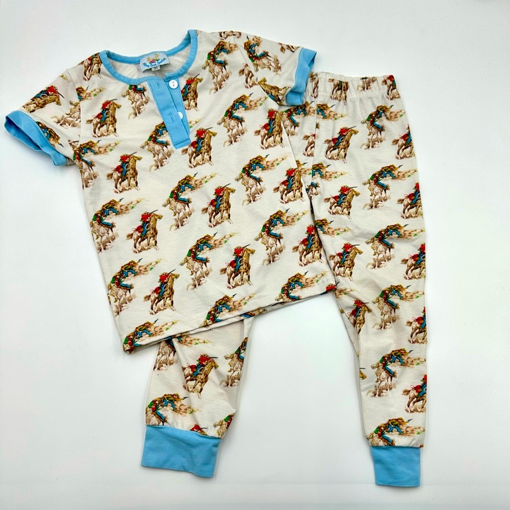 Busy Bees Smocks Boys 3T Cowboy Print Pajamas